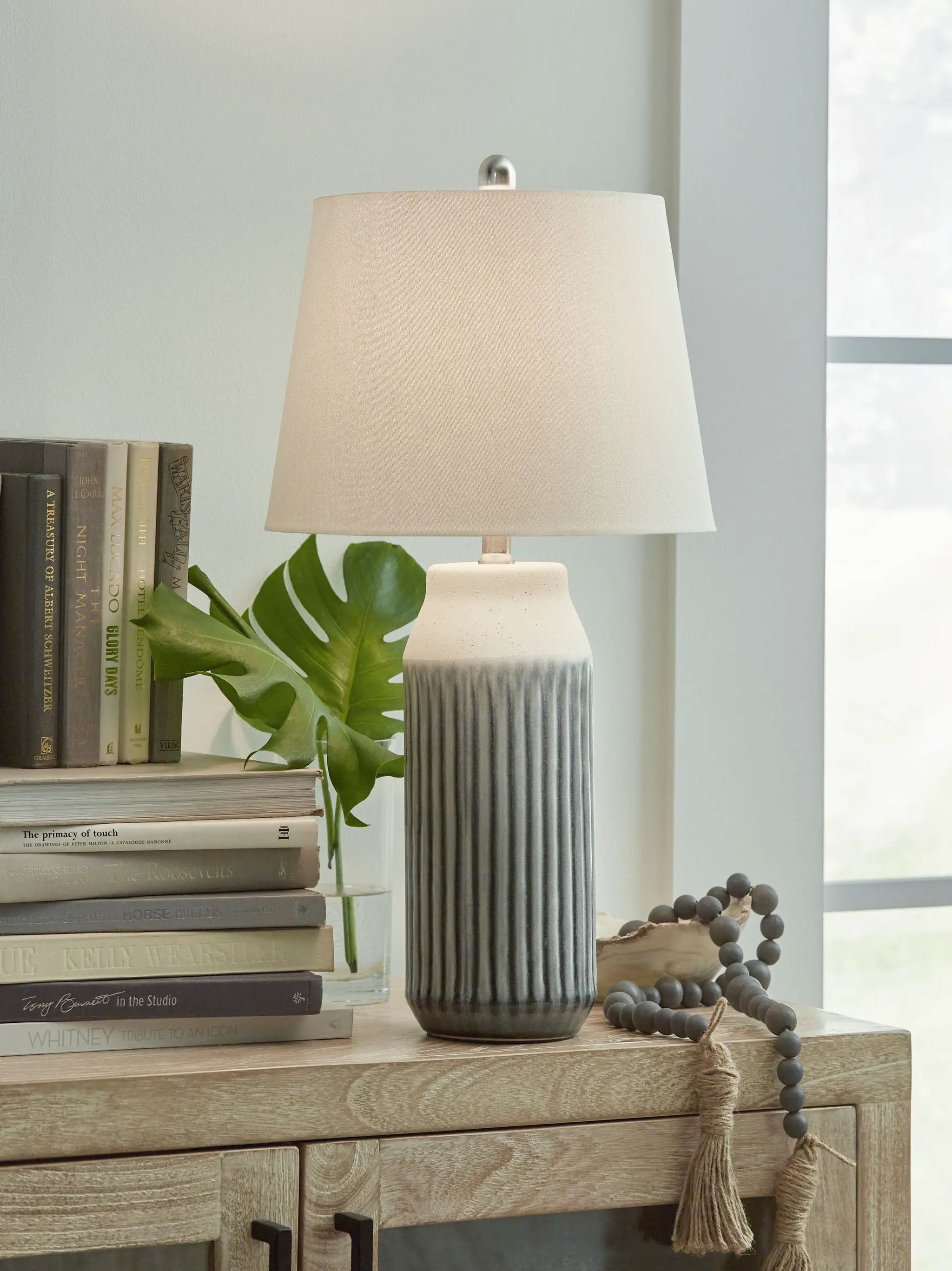 Afener - Ceramic Table Lamp (Set of 2) - Blue / Beige by Unique Piece Furniture