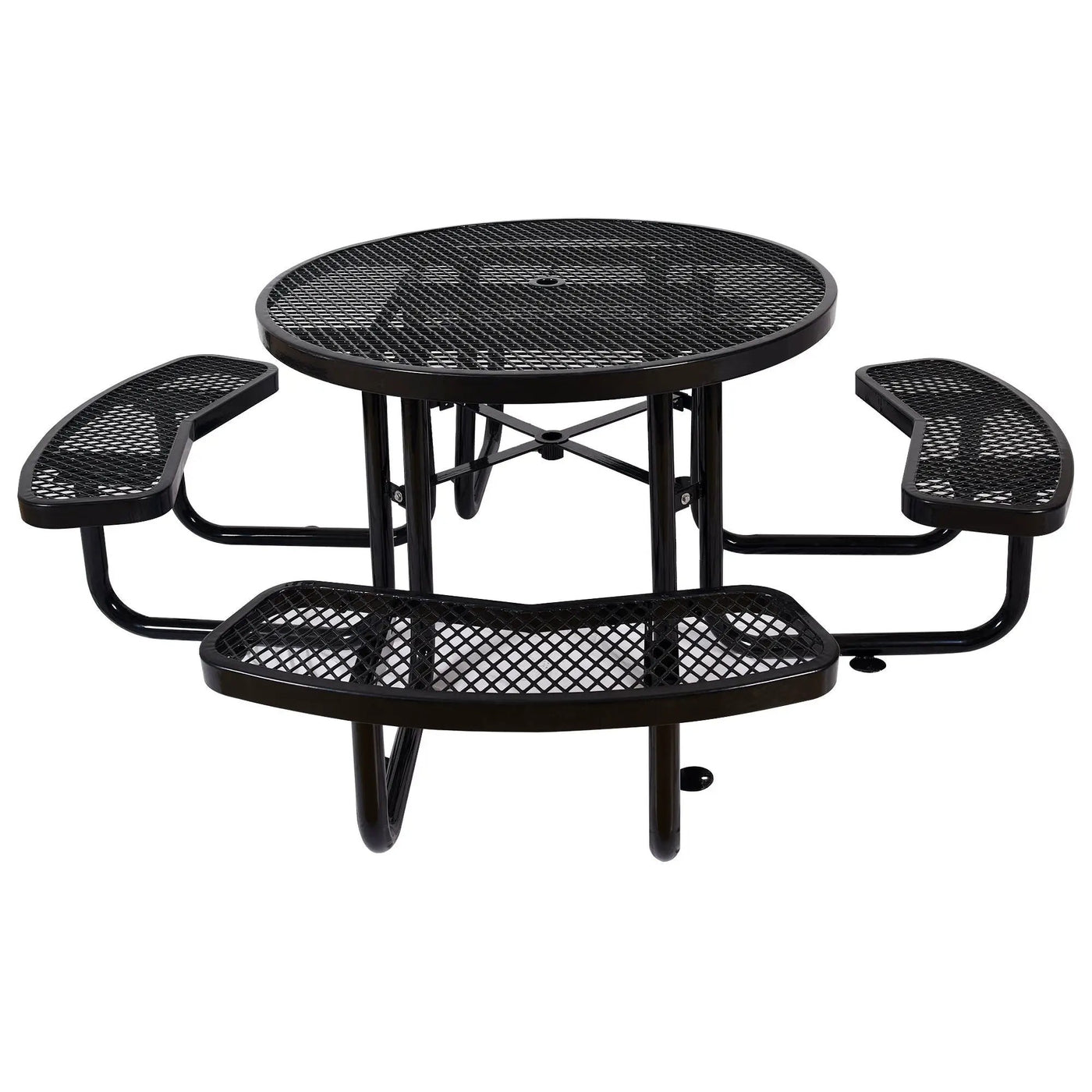 Round Outdoor Steel Picnic Table With Umbrella Pole by Unique Piece Furniture