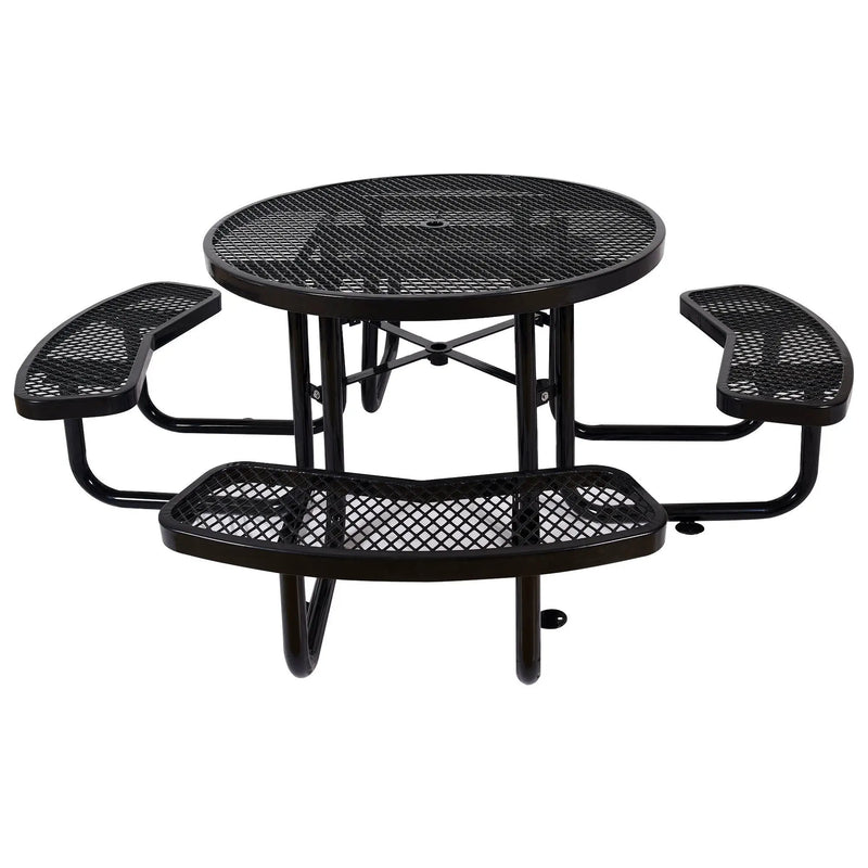 Round Outdoor Steel Picnic Table With Umbrella Pole by Unique Piece Furniture
