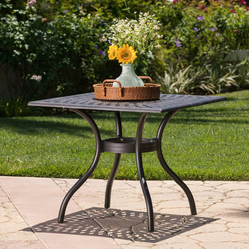 Enchantia Outdoor Square Dining Table with Weave Tabletop and Flared Legs - Copper by HouseOfZazla
