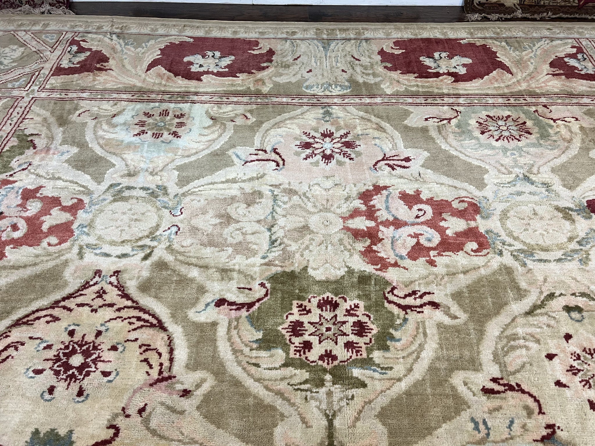 Large Egyptian Oushak Rug 12x21, Wool Handmade Vintage Carpet, Allover Pattern, Oversized 12 x 21 ft Traditional Rug by Jewel Rugs