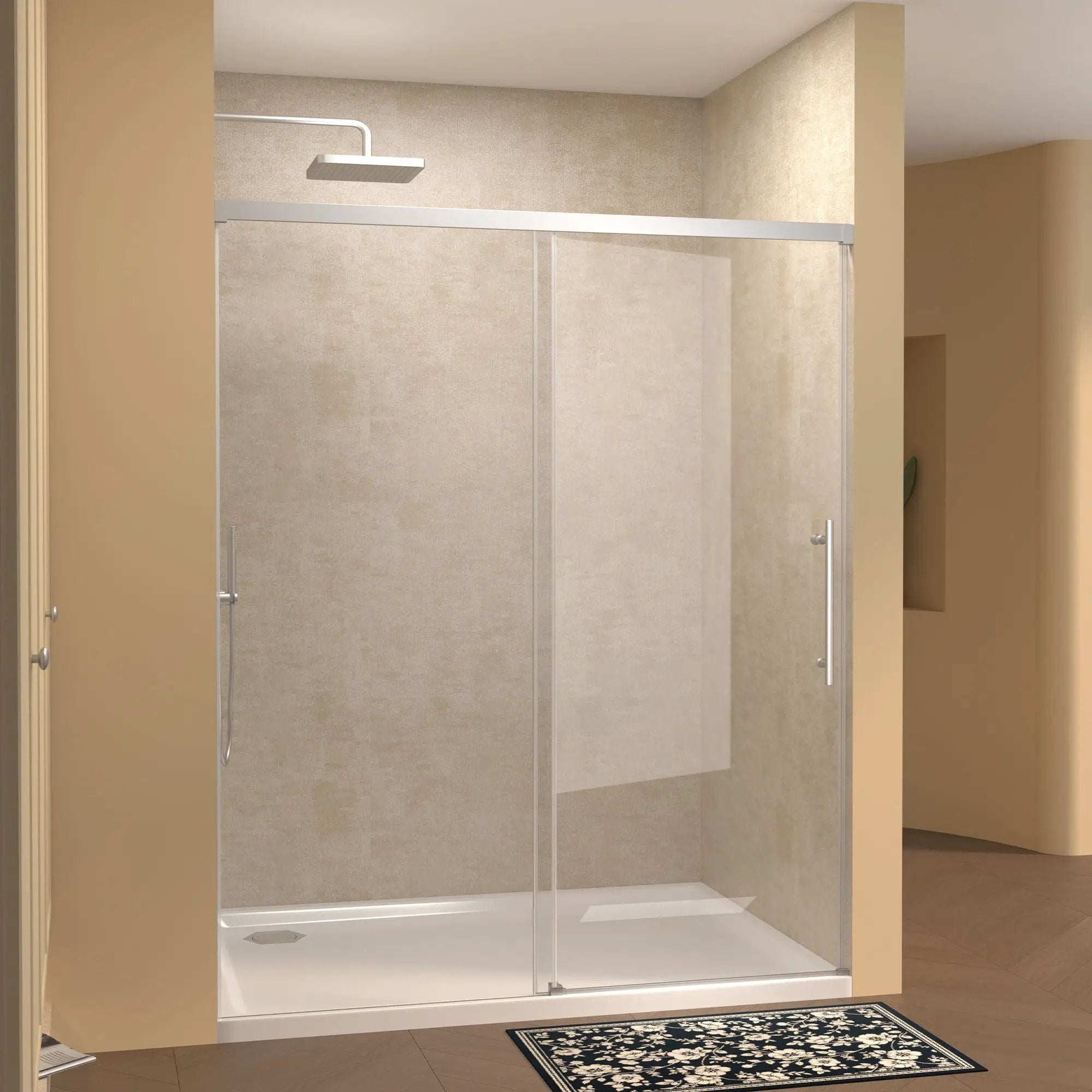 Frameless Single Sliding Shower Door With Handle
