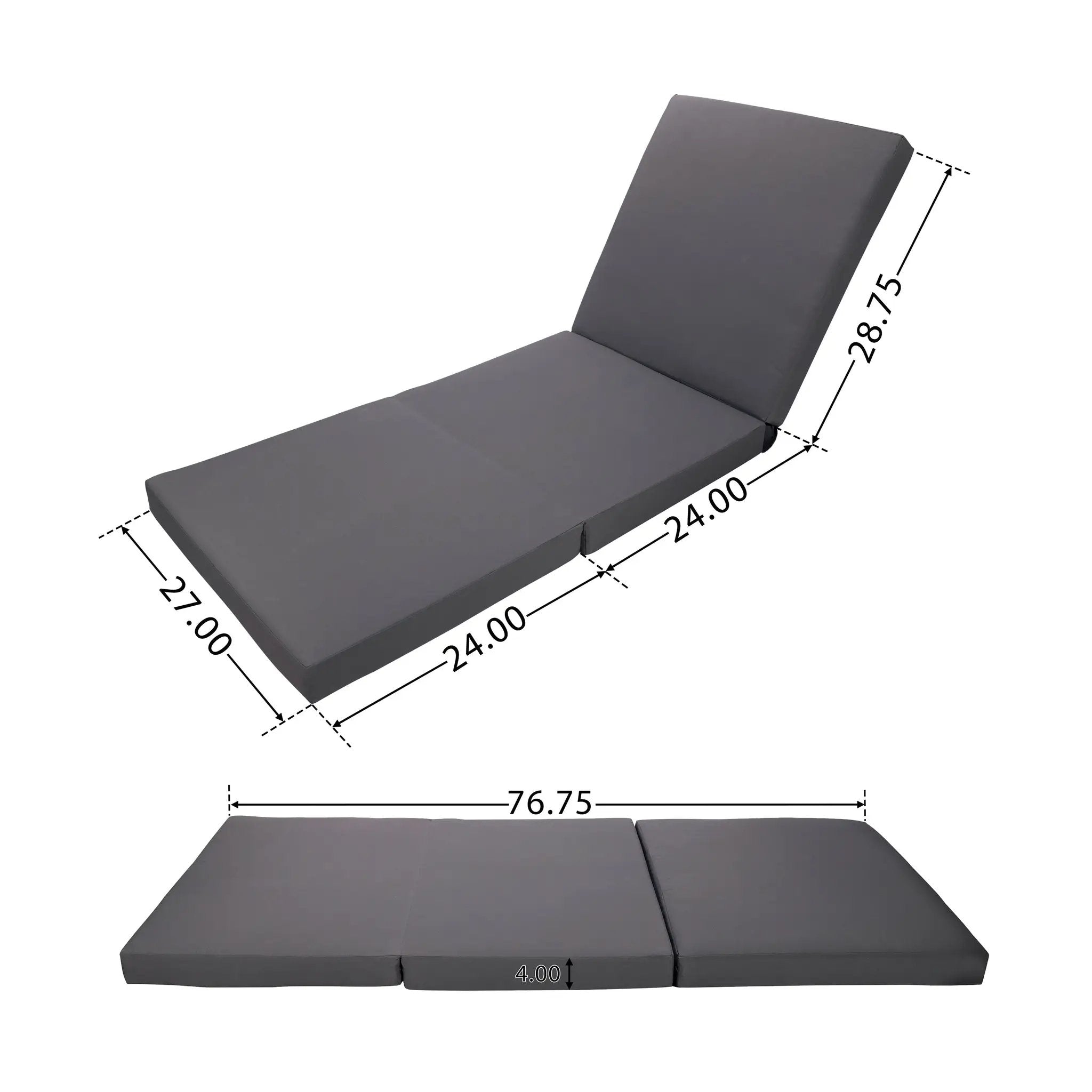 Gray Broadway Ian Chaise Lounge Cushion (Triple Folds) by HouseOfZazla