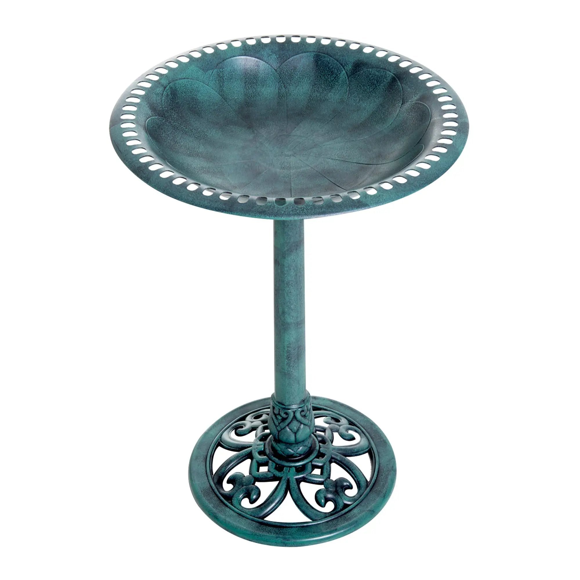 Outsunny 28'' Bird Bath Outdoor Resin Decor with Fleur De Lis Pattern by HouseOfZazla