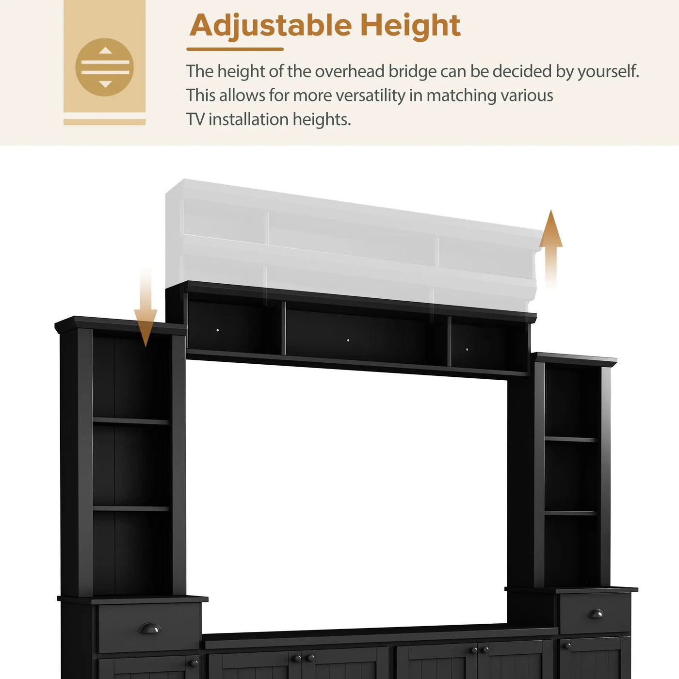 Minimalist Entertainment Wall Unit Set With Bridge For TVs Up To 75" by HouseOfZazla