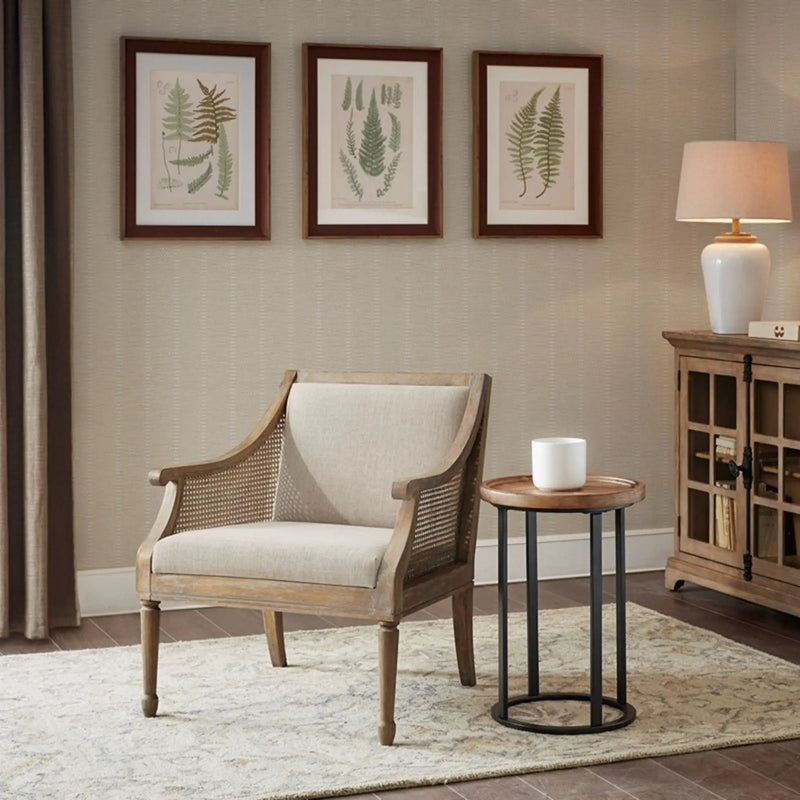 Transitional Cane Accent Armchair And Back Cushion - Natural by Unique Piece Furniture
