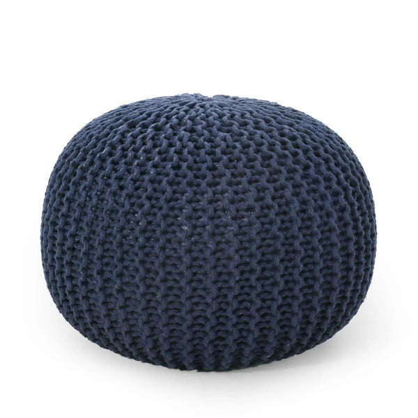 Bordeaux - Knitted Round Pouf Ottoman, Floor Cushion