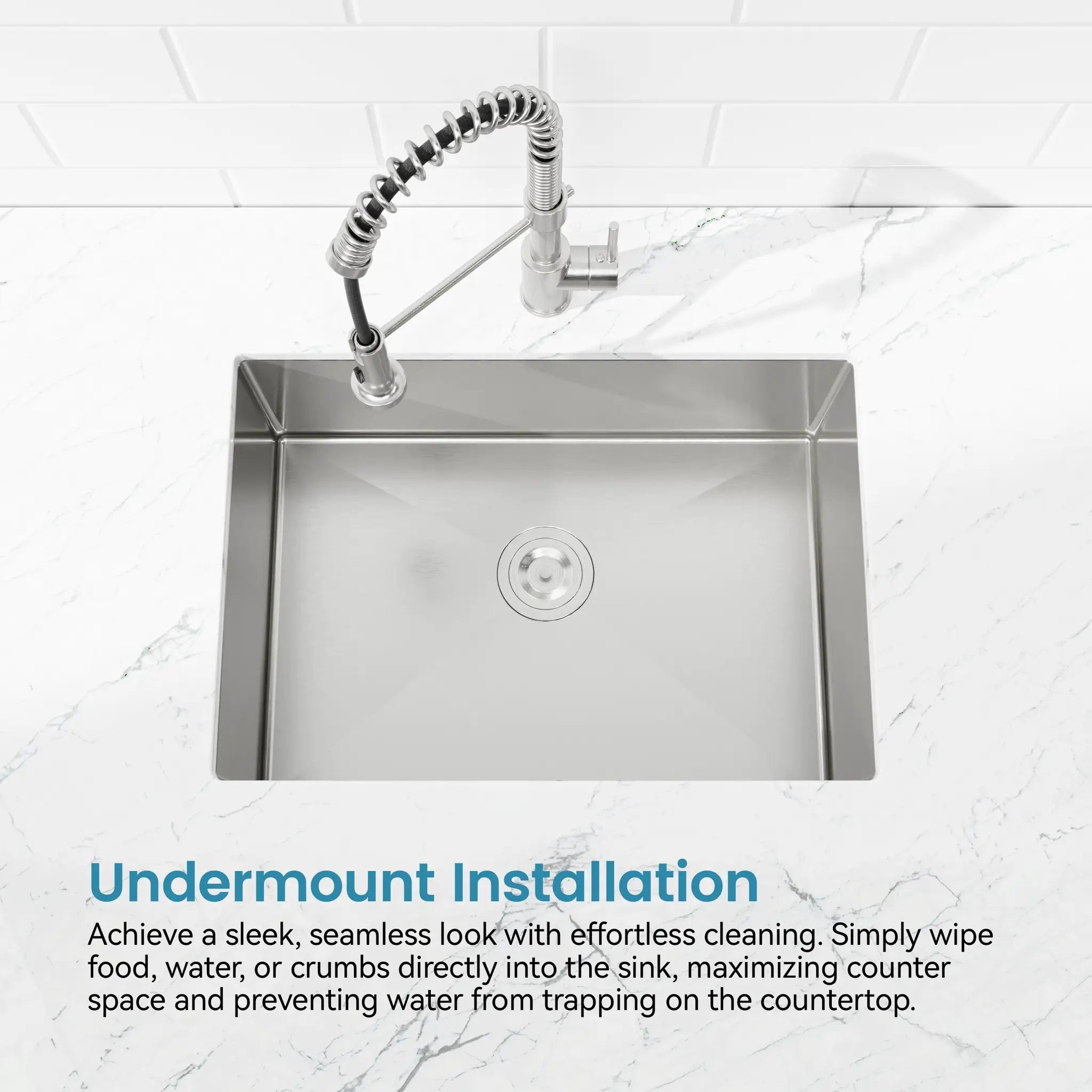 Stainless Steel Kitchen Sink, 27″x19″ Single Bowl, Undermount Handmade Sink in Brushed Nickel by HouseOfZazla