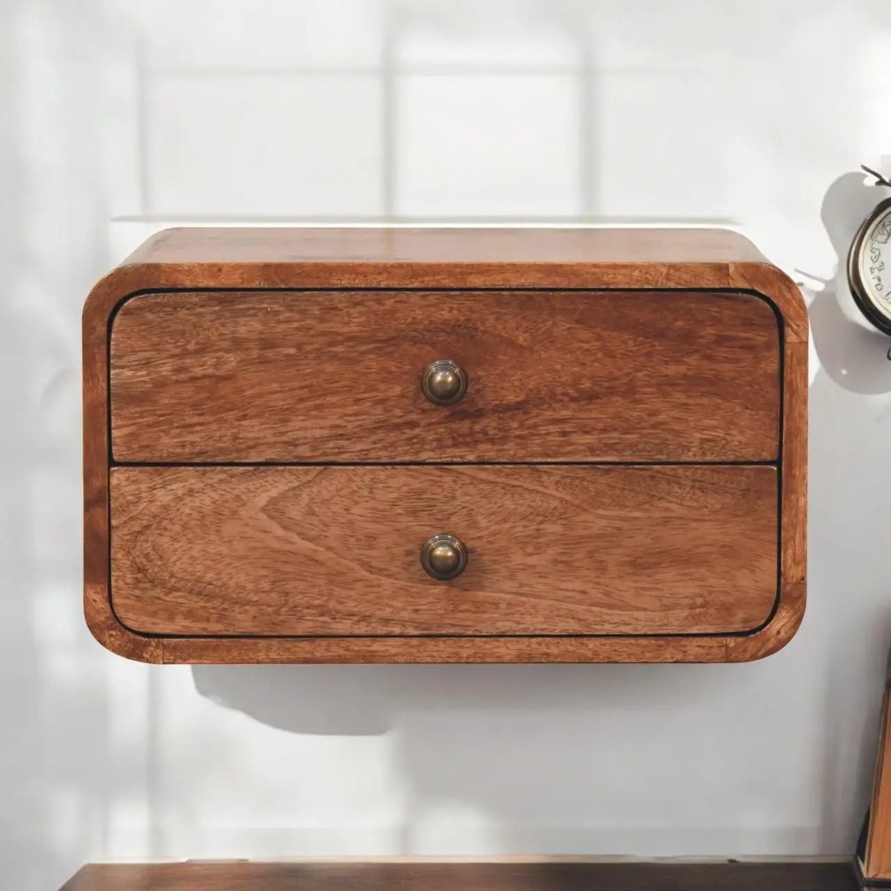 Curved Wall Mounted Bedside Nightstand by Unique Piece Furniture