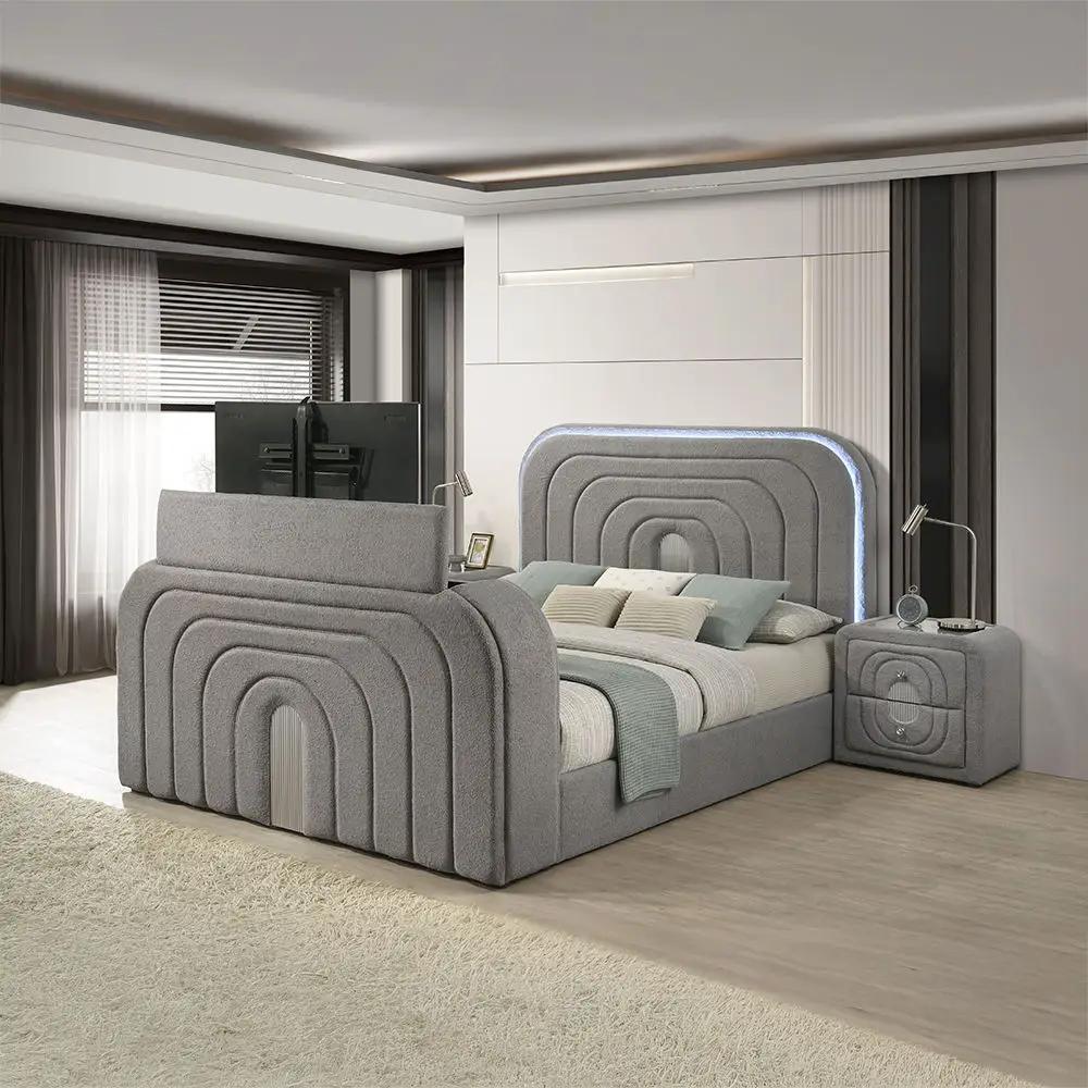 Shelyn - Bedroom Bed With LED, TV Stand, Fireplace & Bluetooth by Unique Piece Furniture