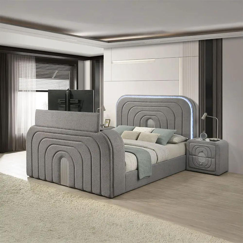 Shelyn - Bedroom Bed With LED, TV Stand, Fireplace & Bluetooth by Unique Piece Furniture