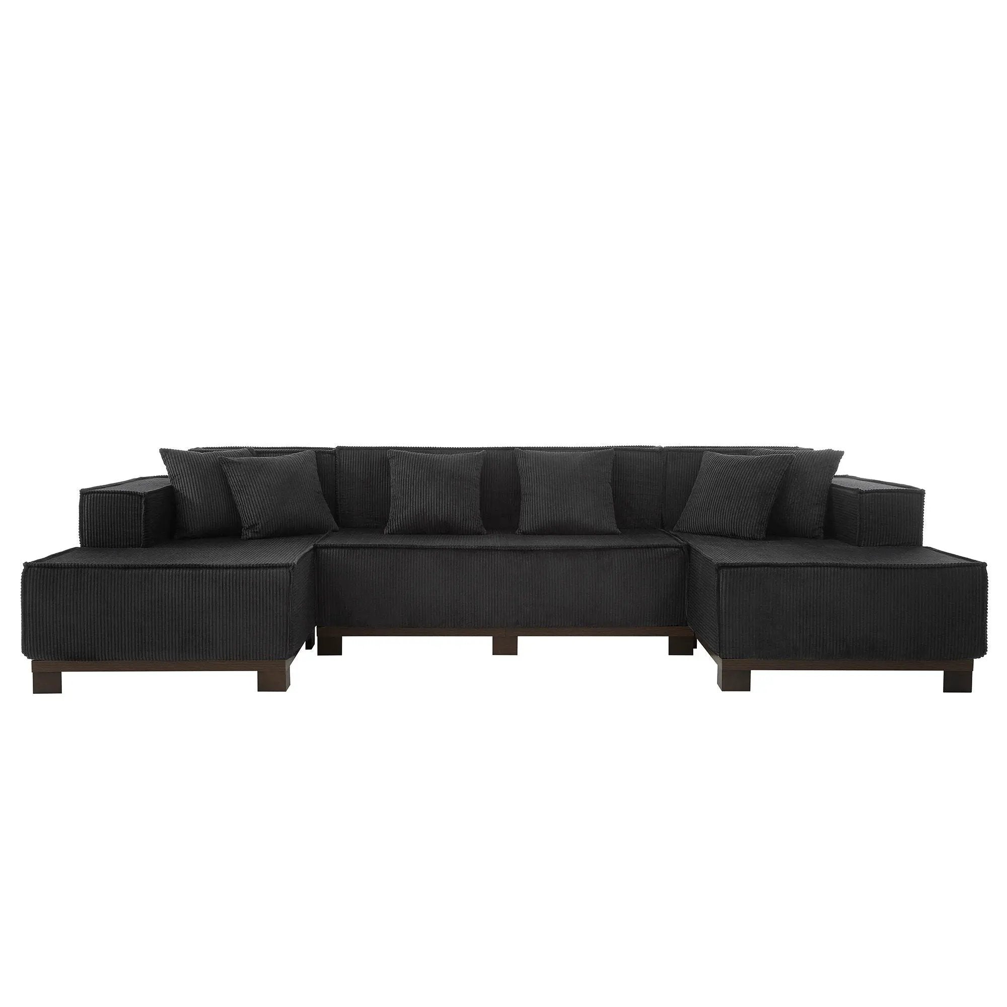 U-Shaped Sectional Sofa With RGB LED Light Strip And 6 Pillows by Unique Piece Furniture