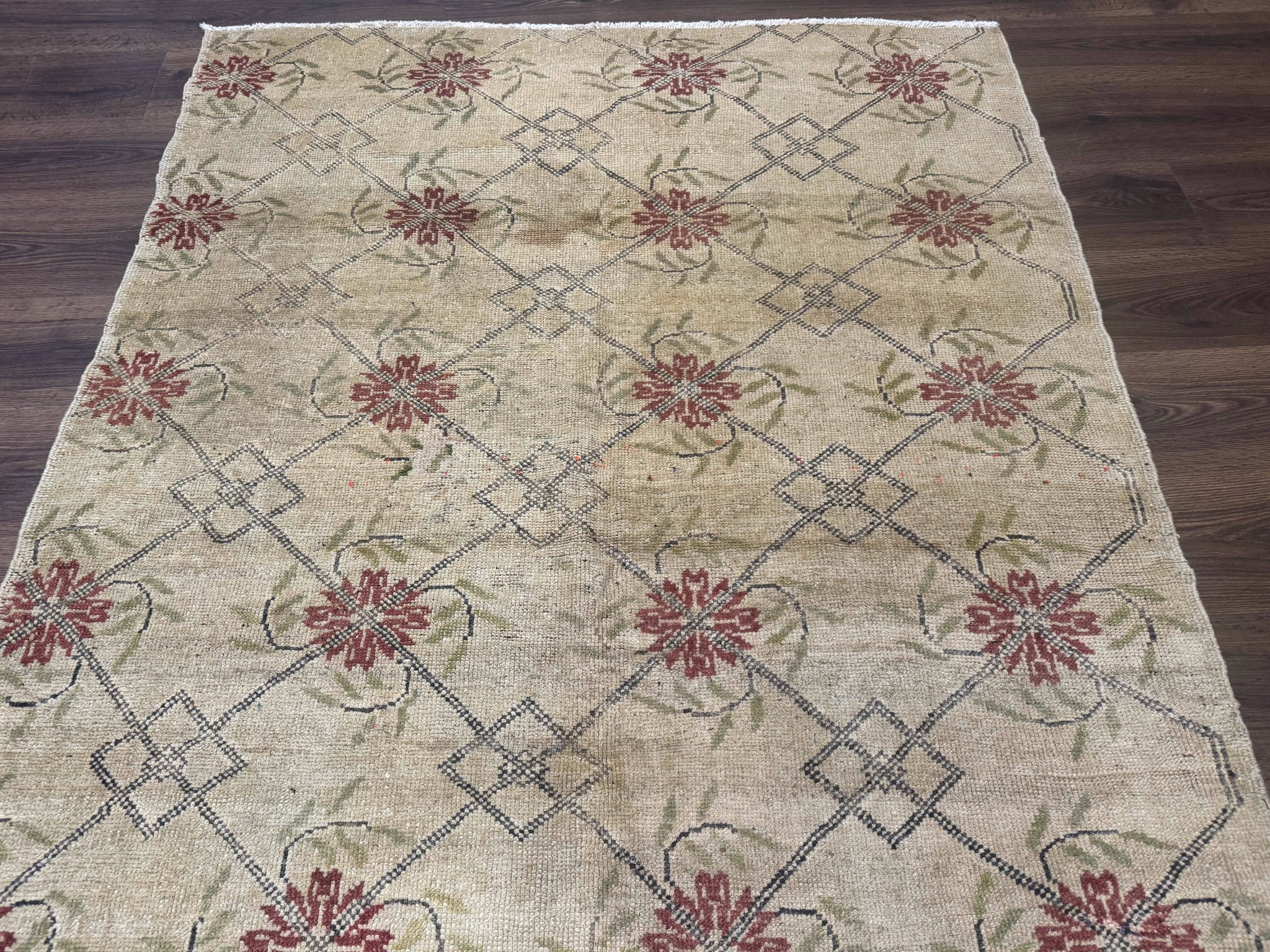 Turkish Rug 5x6, Oushak Carpet, Beige by Jewel Rugs