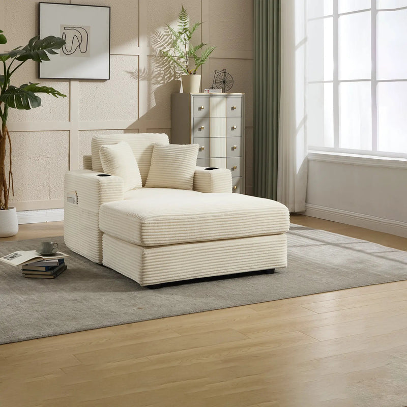 Corduroy Upholstered Chaise Lounge Sofa by HouseOfZazla