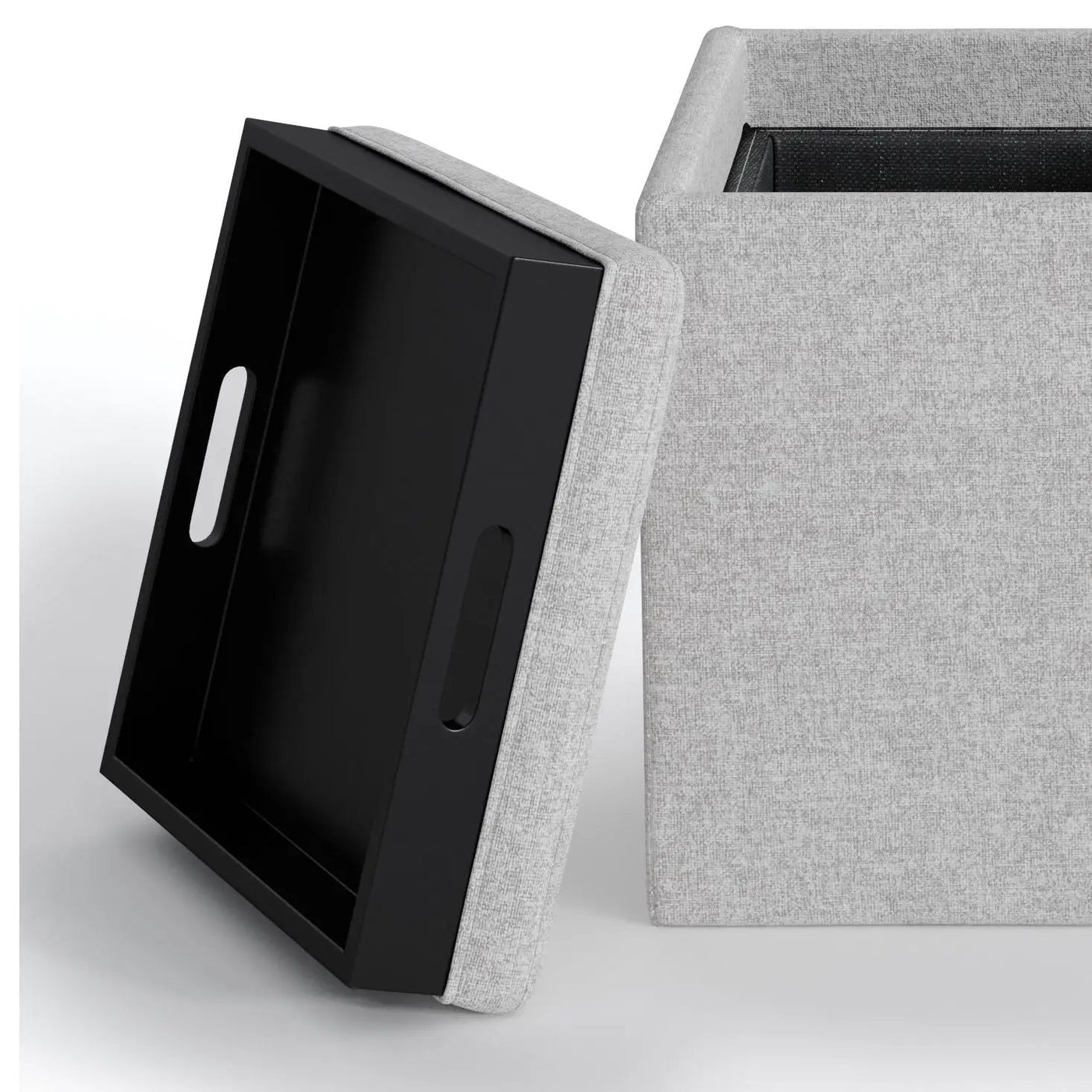 Rockwood - Upholstered Cube Storage Ottoman With Tray by HouseOfZazla