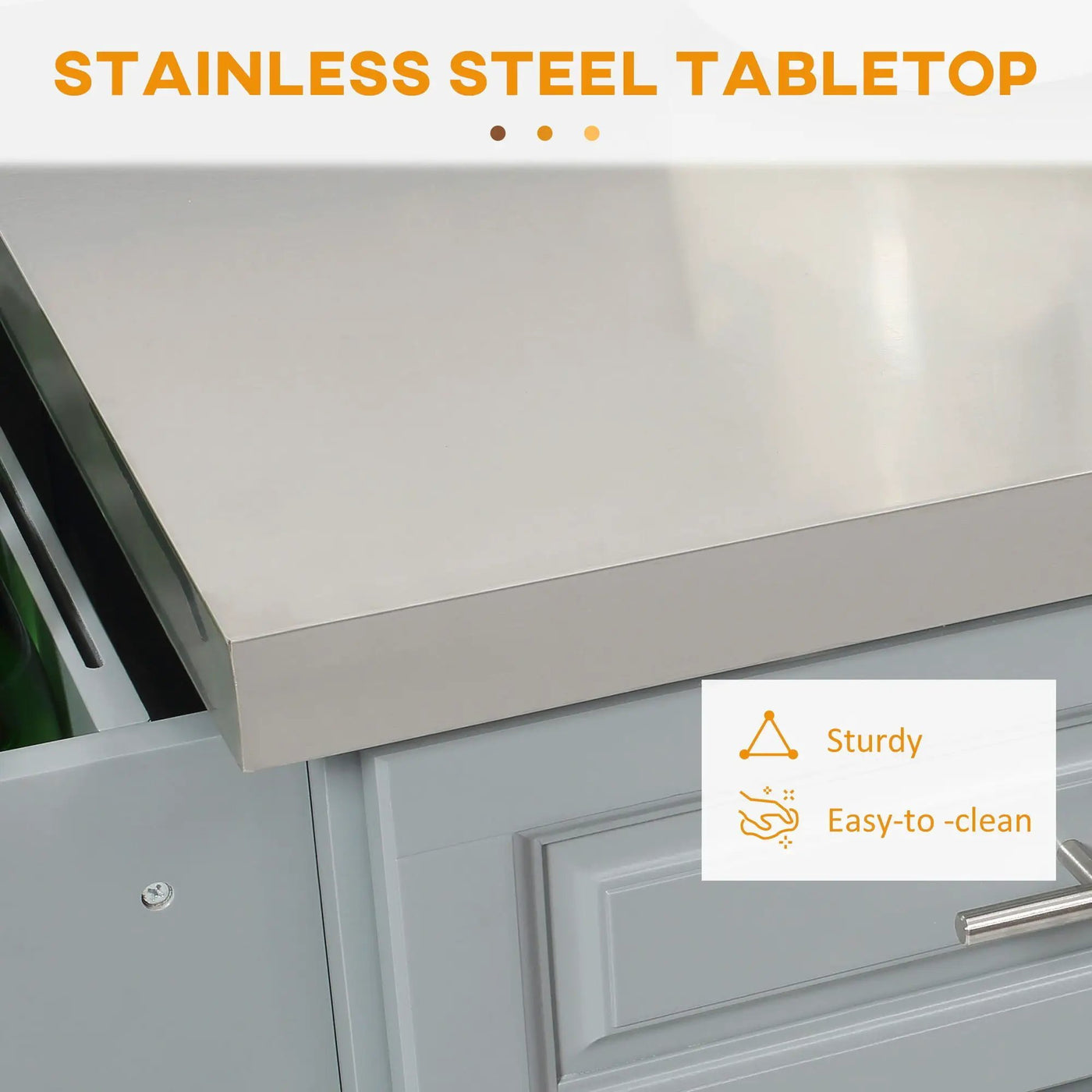Homcom - Rolling Kitchen Island With Storage, Portable Kitchen Cart With Stainless Steel Top, 2 Drawers, Spice, Knife And Towel Rack And Cabinets by Unique Piece Furniture