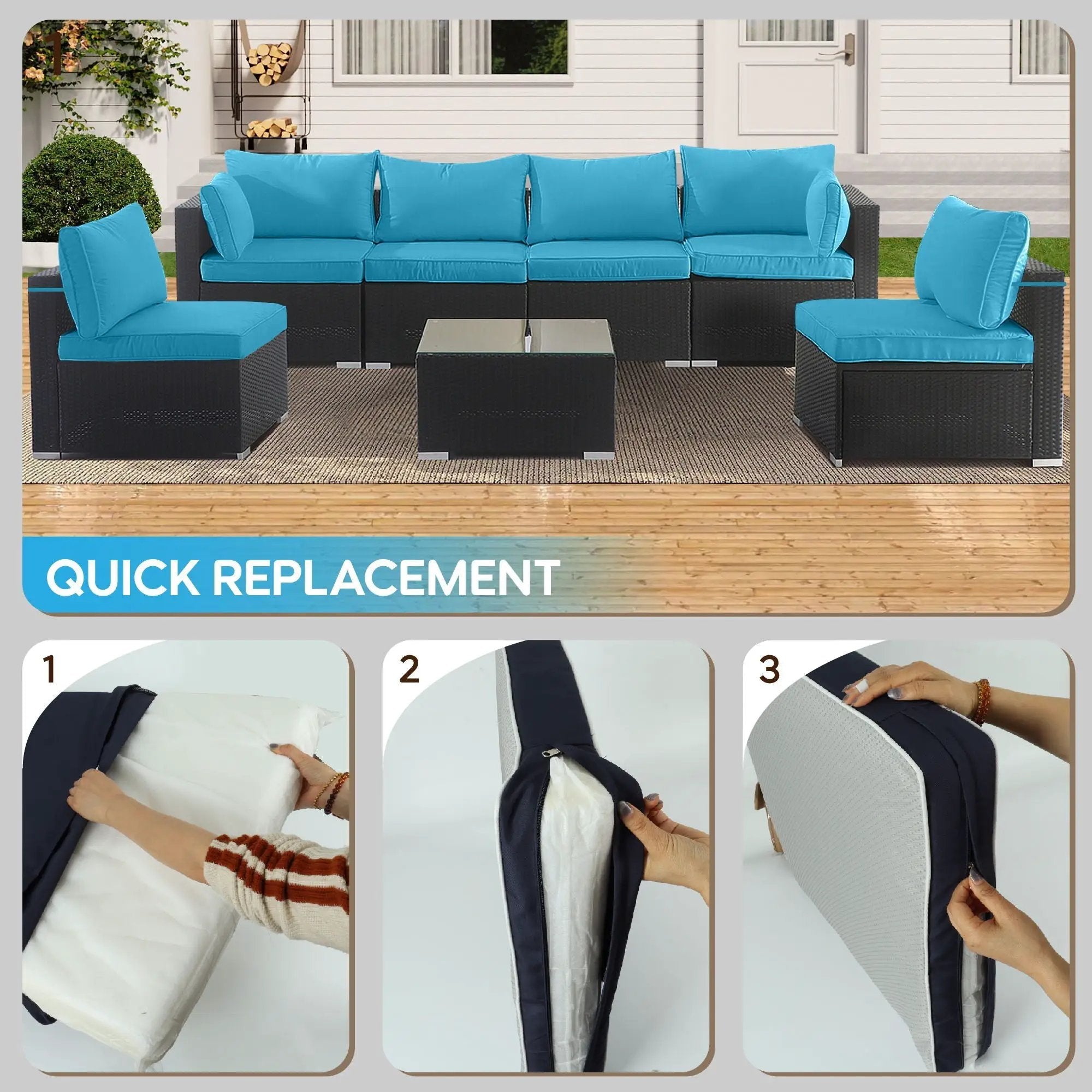 Outdoor Deep Seat Cushions For Patio Furniture Replacement, Cushion Set For Sectionals by HouseOfZazla