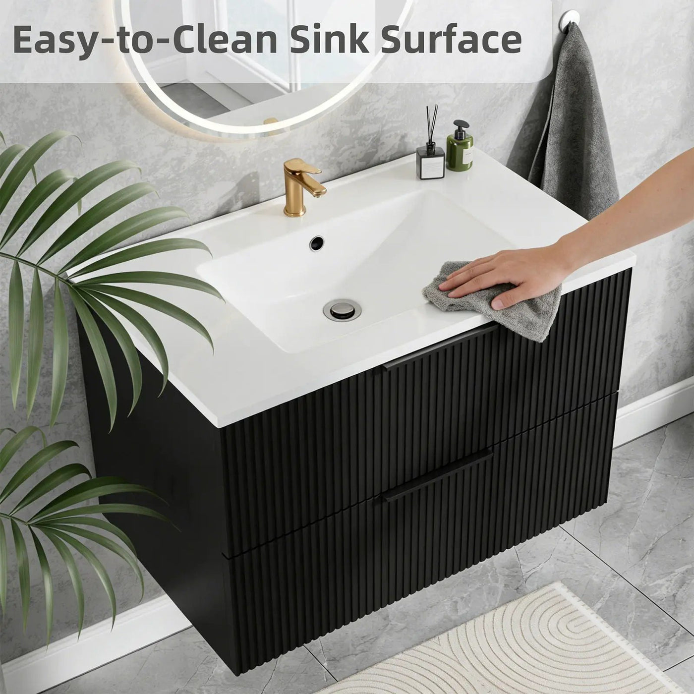 Modern Wall Mounted Floating Bathroom Vanity With Sink And Drawers by HouseOfZazla