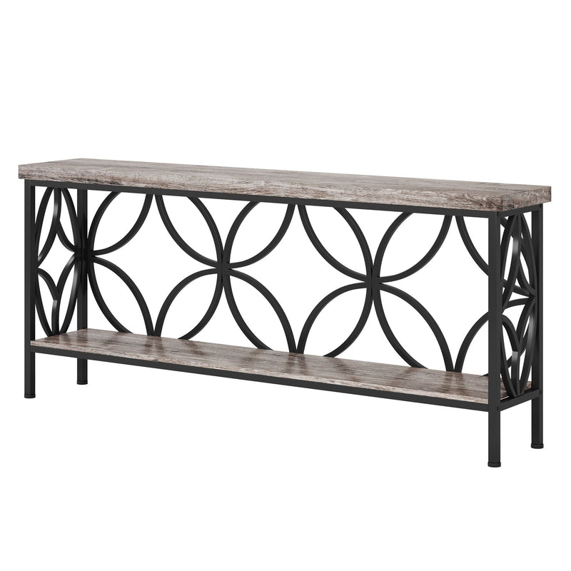 Extra Long Console Table With Open Storage Shelves