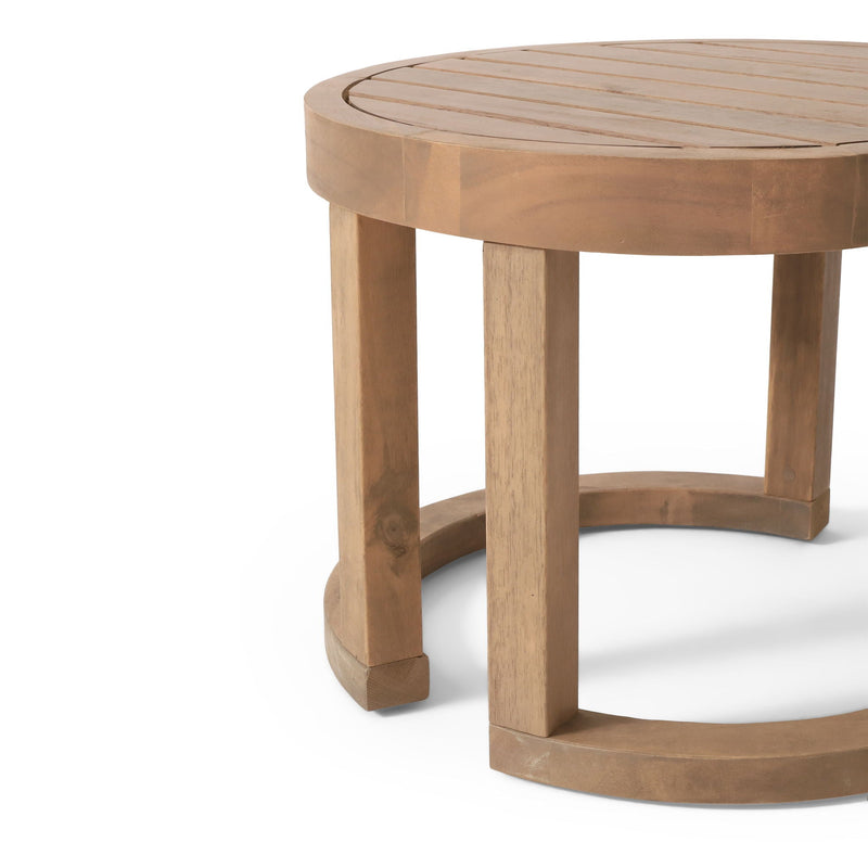 Outdoor Acacia Wood Side Table, Solid Side Table For Patio, Pool, Porch - Brown Wash by HouseOfZazla