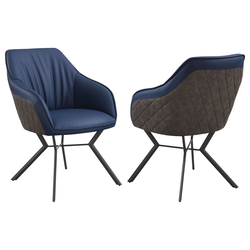 Mayer Upholstered Dining Arm Chair Blue and Brown (Set of 2) by Unique Piece Furniture