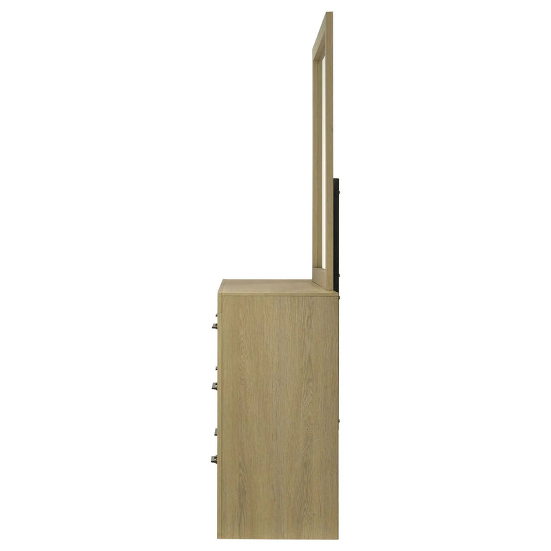 Hendricks 6-drawer Bedroom Dresser and Mirror Light Oak by Unique Piece Furniture