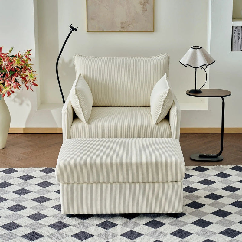 Comfy Oversized Chaise Lounge Chair With Ottoman And Storage by HouseOfZazla