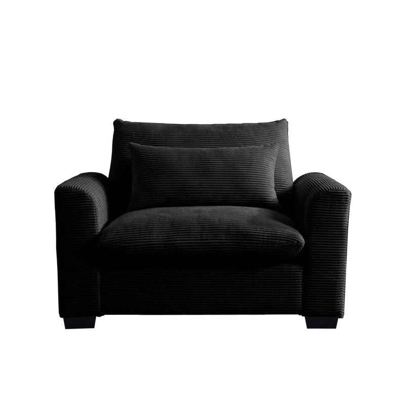 Black Corduroy Deep Seat Single Sofa Accent Chair by HouseOfZazla