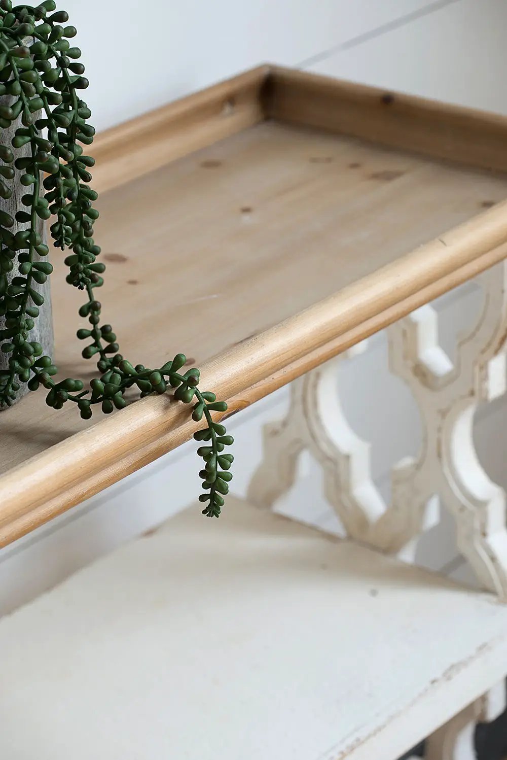 Distressed Wood Shelf Tray, French Country Console Table - Brown / Antique White by Unique Piece Furniture