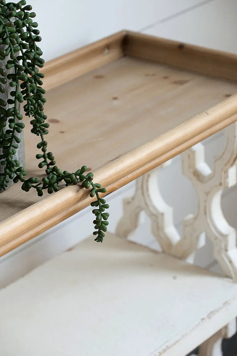 Distressed Wood Shelf Tray, French Country Console Table - Brown / Antique White by HouseOfZazla