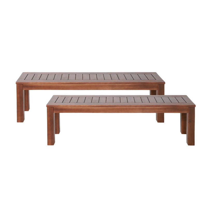 Acacia Wood Outdoor Bench with Beautiful Slat Paneling - Dark Brown by HouseOfZazla