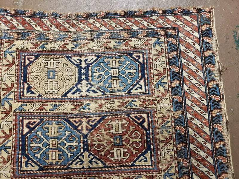 Antique Caucasian Rug 3x5, Shirvan Kazak Tribal Carpet by Jewel Rugs
