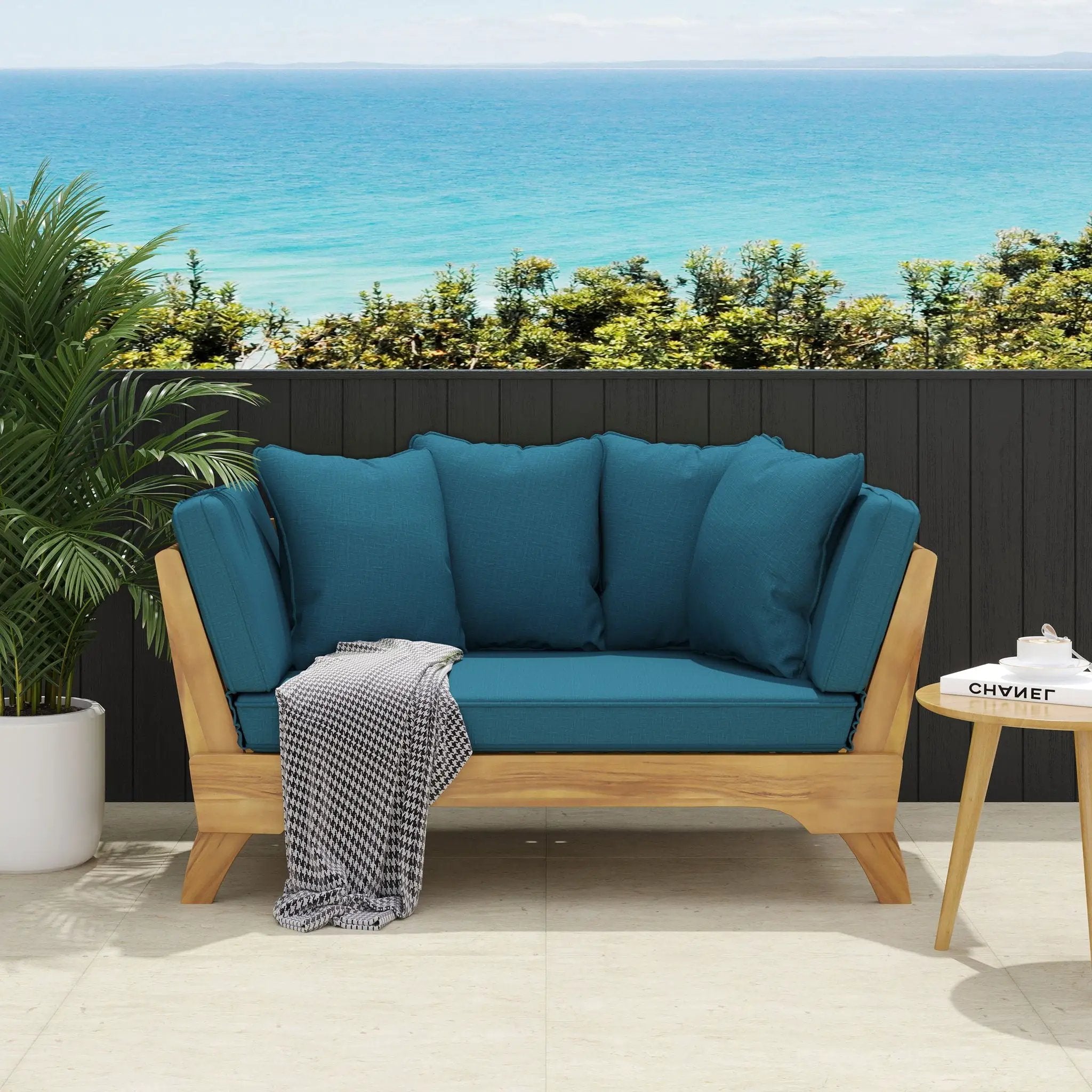 Outdoor Acacia Wood Expandable Daybed With Cushions by HouseOfZazla