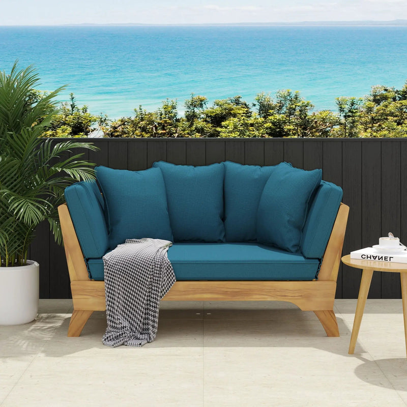 Outdoor Acacia Wood Expandable Daybed With Cushions by HouseOfZazla