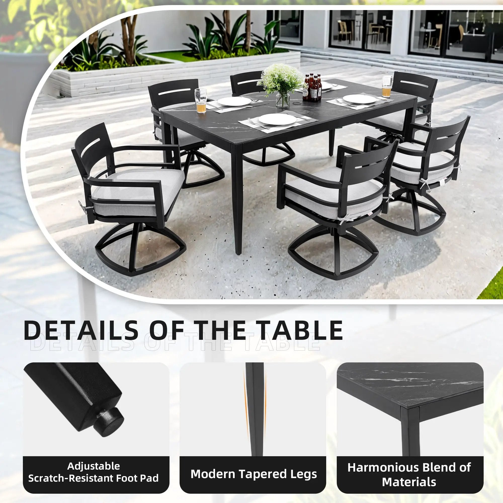 Modern Outdoor Patio Dining Set With Table And Chairs With Sunbrella Cushions by HouseOfZazla