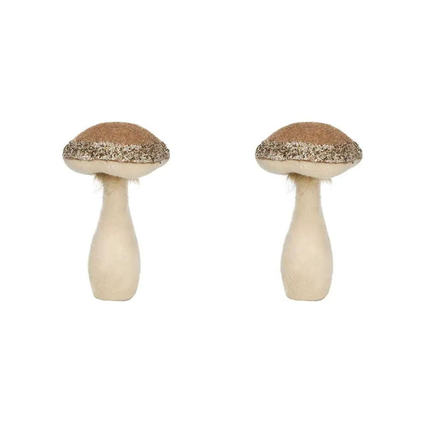 Mushroom Holiday Ornament, For Harvest Festival Fall Festival & Thanksgiving Table Decorations (Set of 2) - Beige / Light Brown