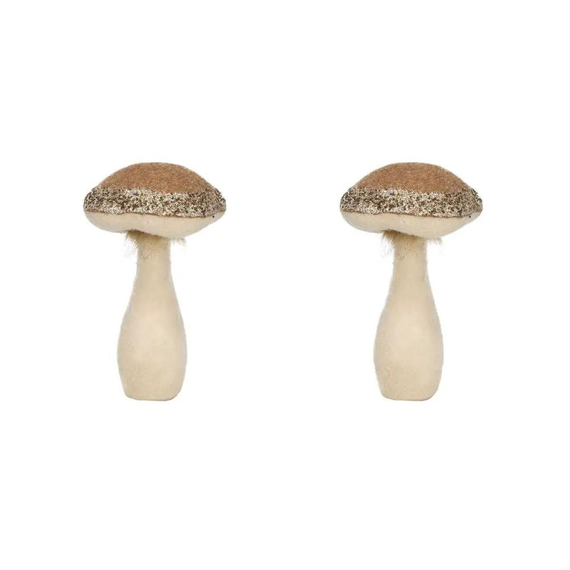 Mushroom Holiday Ornament, For Harvest Festival Fall Festival & Thanksgiving Table Decorations (Set of 2) - Beige / Light Brown by HouseOfZazla