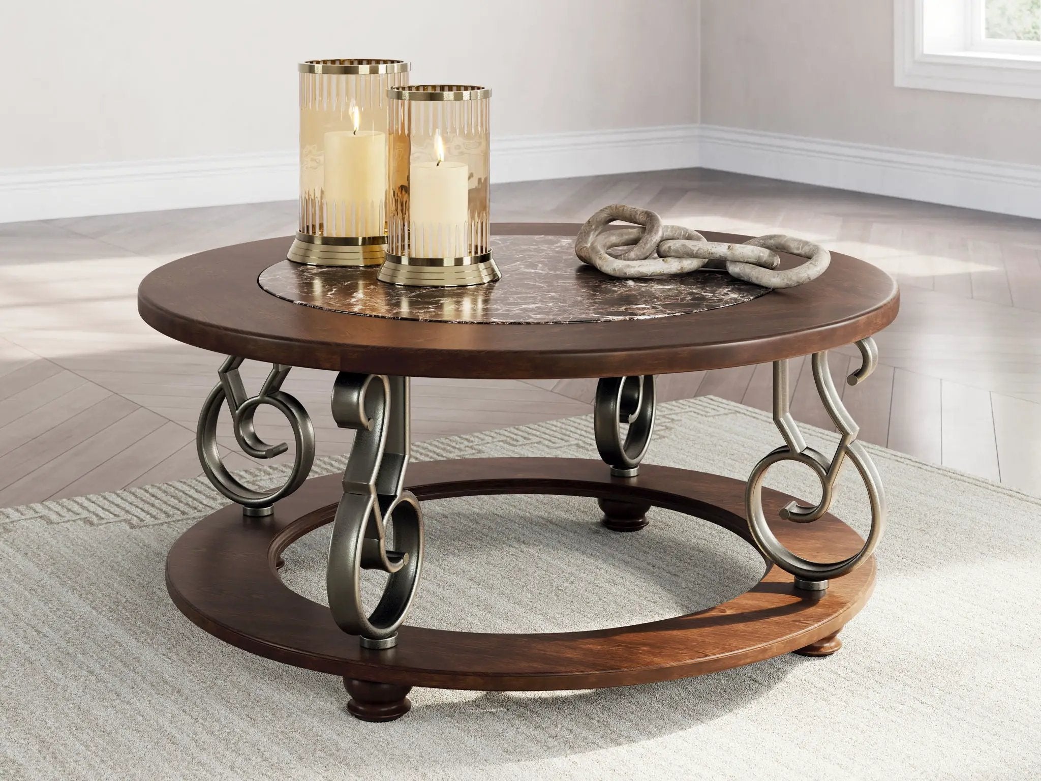 Frallyn - Round Cocktail Table - Dark Brown by Unique Piece Furniture