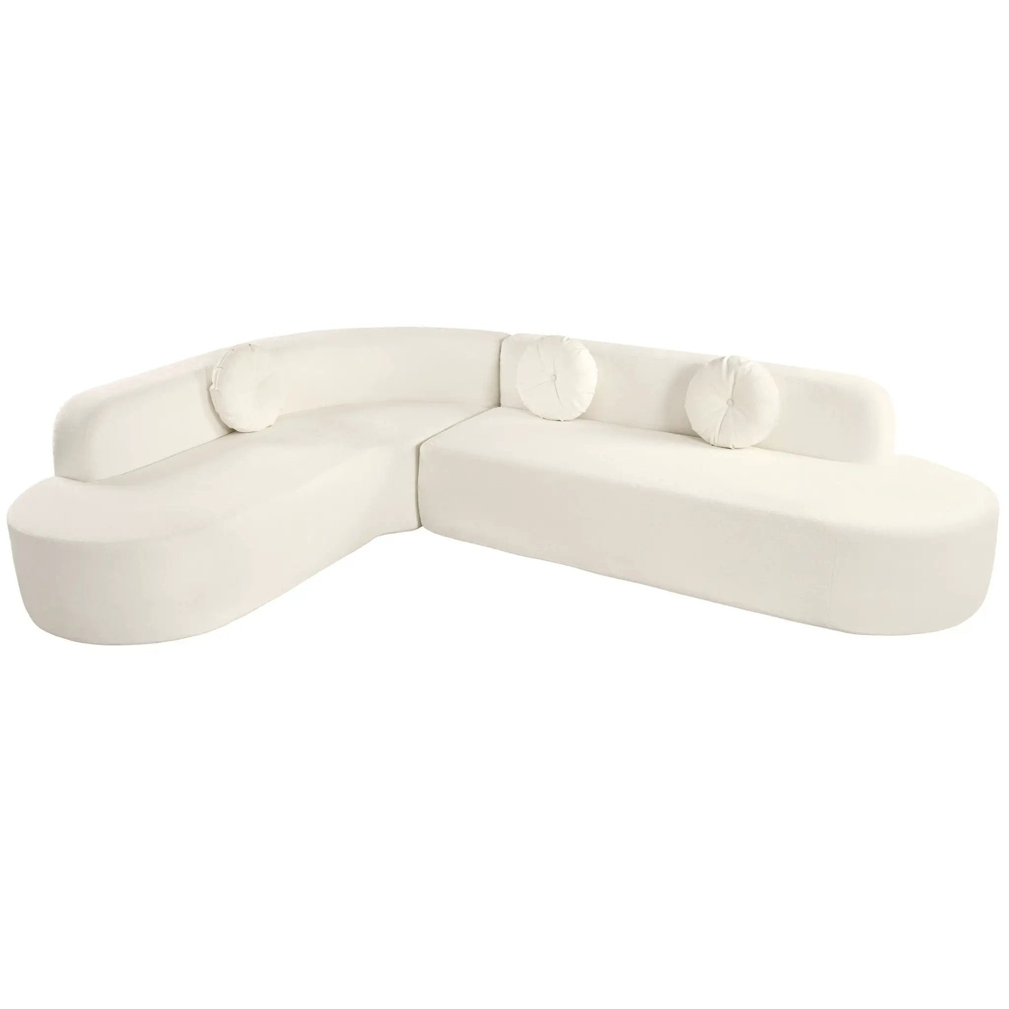 Extra Large Sectional Sofa Soft Fabric Upholstery, Elegant Curved Design With 3 Round Cushions, High-Resilience Foam by HouseOfZazla