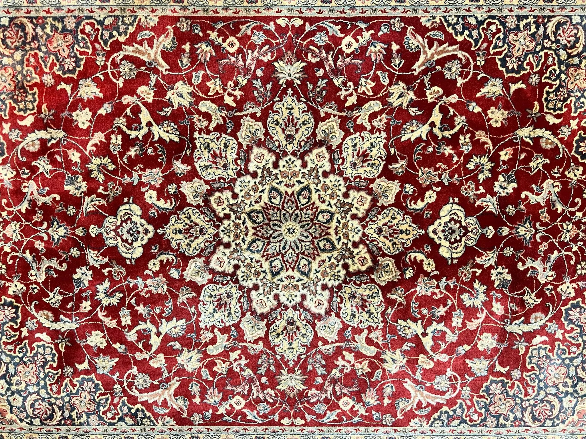 Couristan Rug 5.6 x 8, Floral Medallion, Dark Red Cream, Belgium Power Loomed Rug, Taj Mahal Rug, Vintage Oriental Wool Carpet by Jewel Rugs