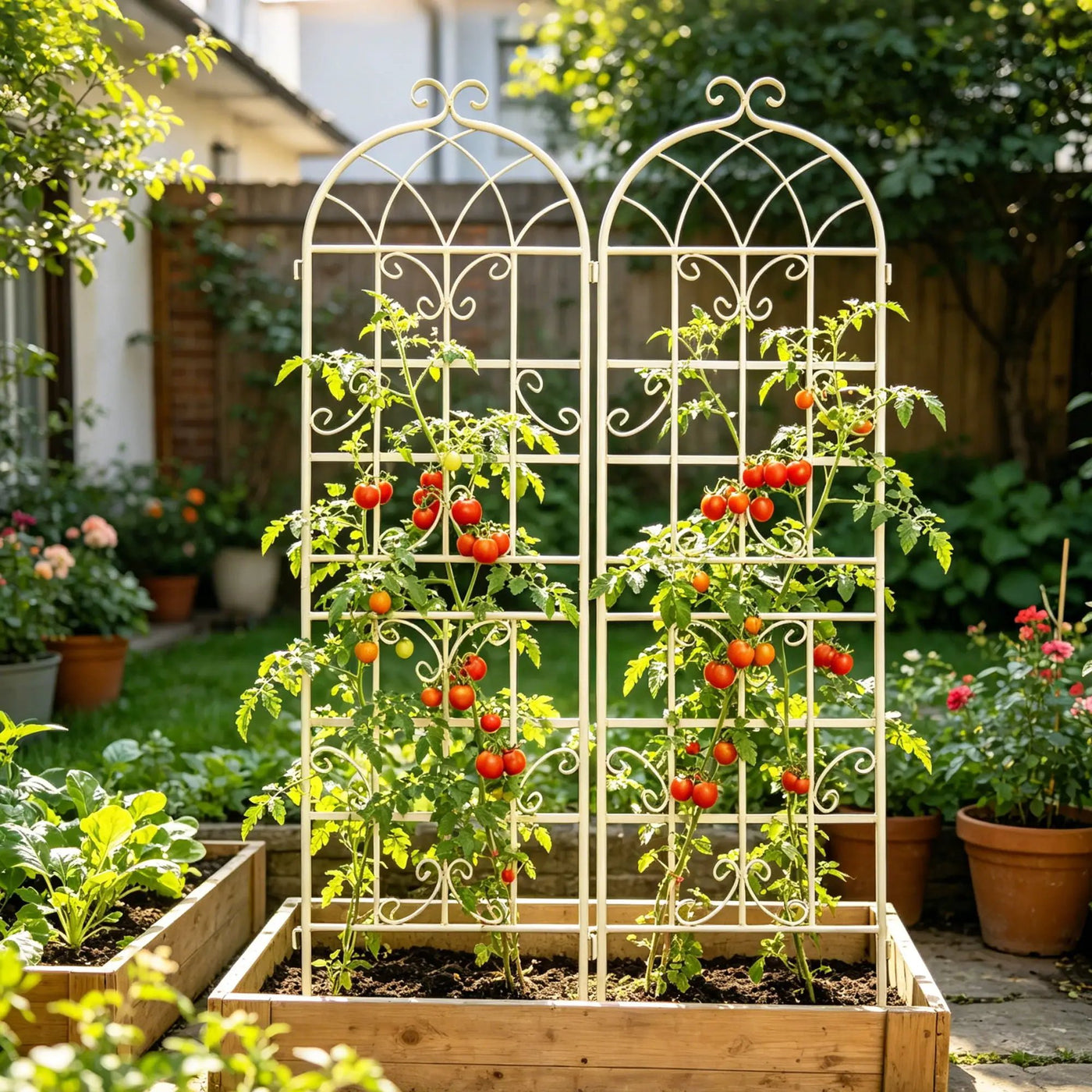 Metal Garden Rustproof Trellis For Climbing Plants Outdoor Flower Support by Unique Piece Furniture