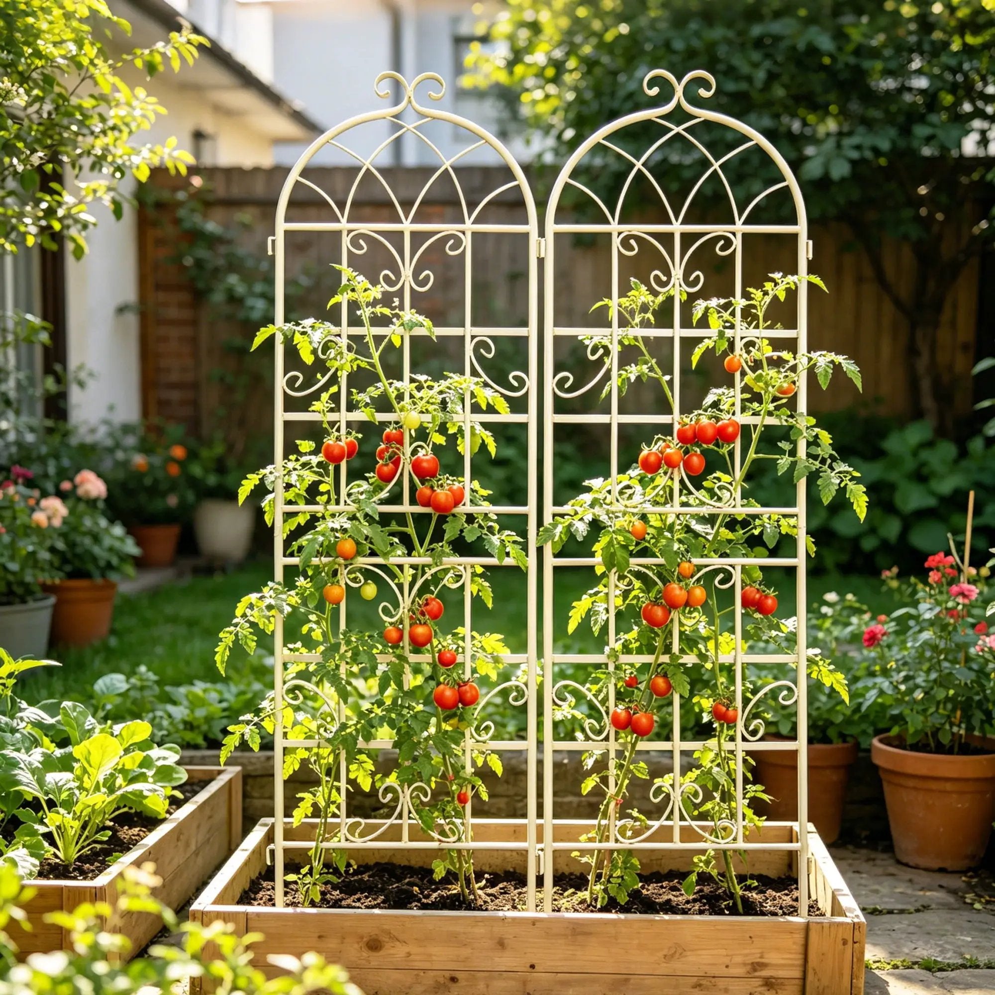 Metal Garden Rustproof Trellis For Climbing Plants Outdoor Flower Support by Unique Piece Furniture