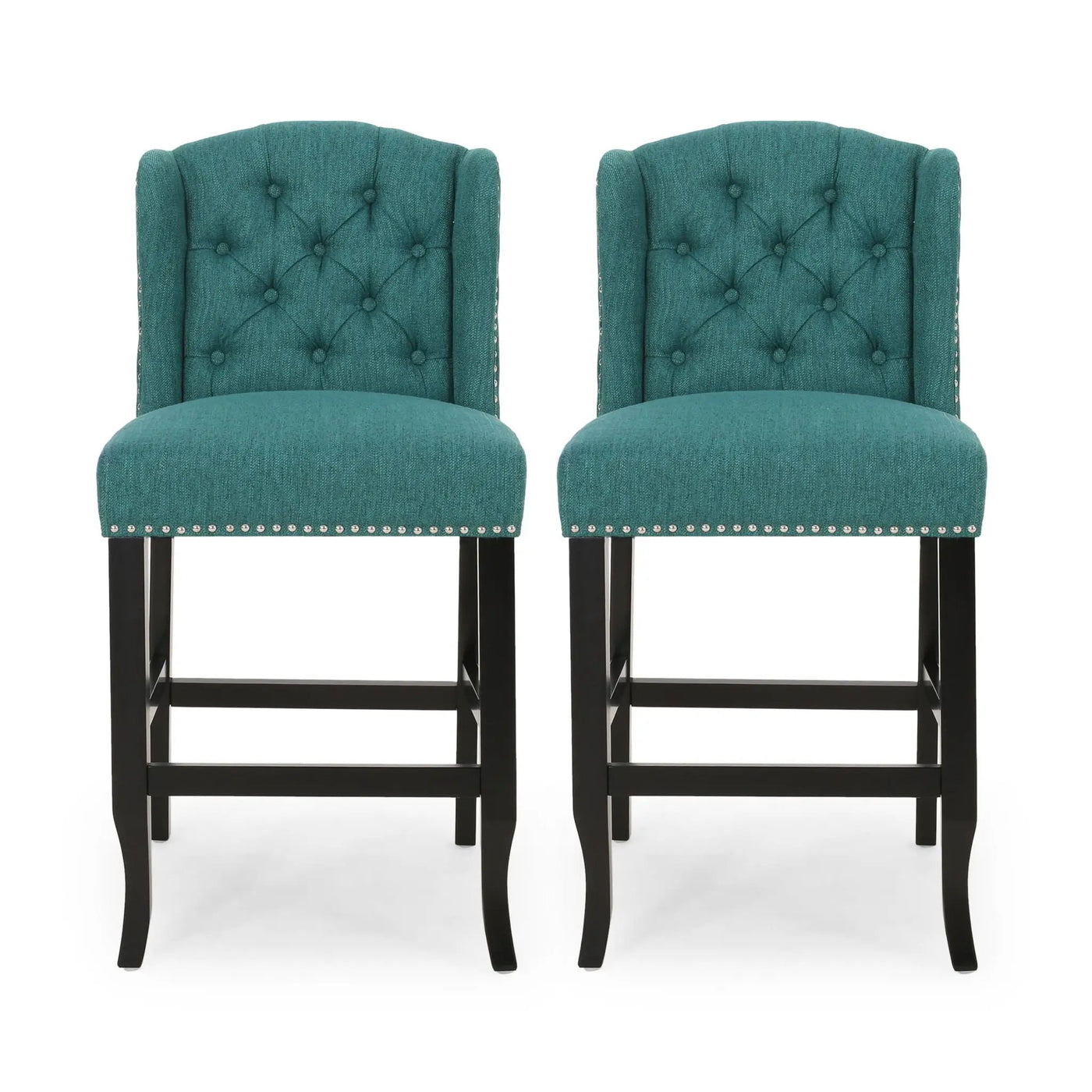 Vienna Fabric Tufted Counter Stool With Nailhead Accents (Set of 2) by HouseOfZazla