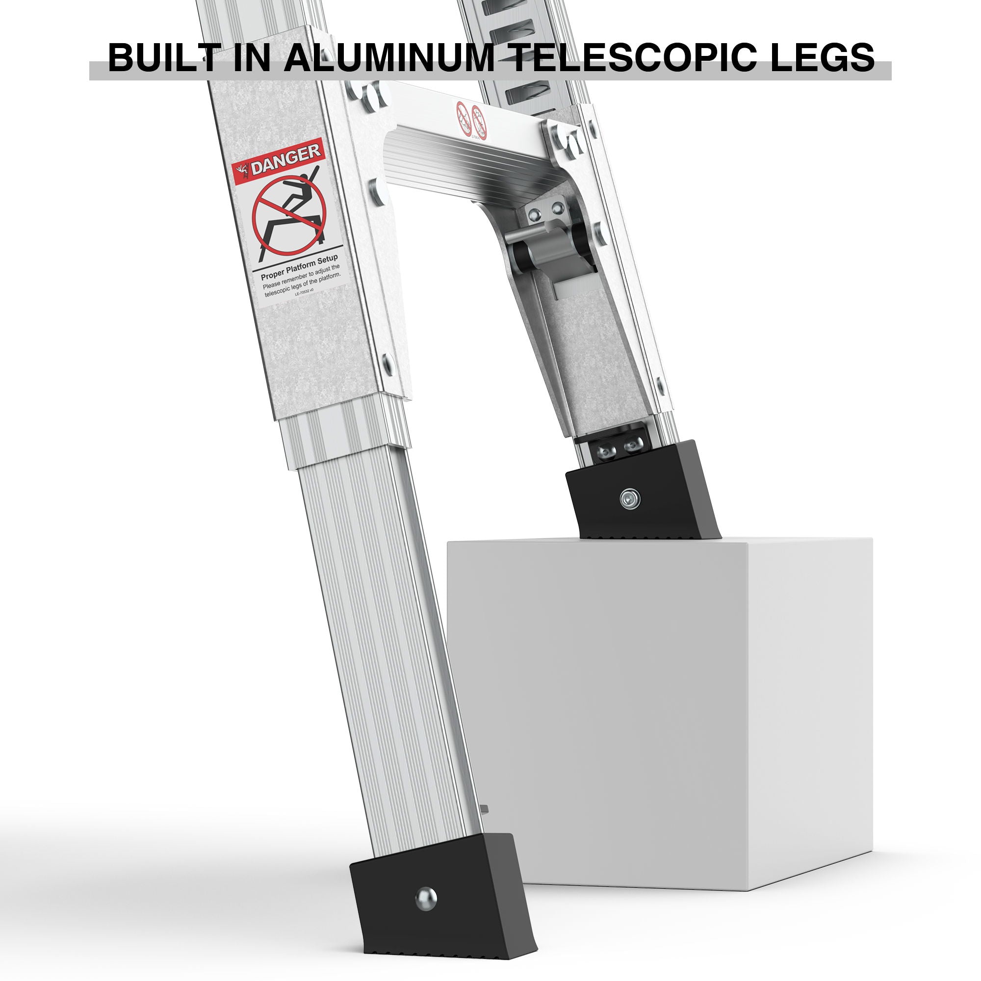 Aluminum Work Platform Large Size Step Stool Folding Portable Work Bench 40" Width Telescopic Feet Height Adjustable - Gray by HouseOfZazla