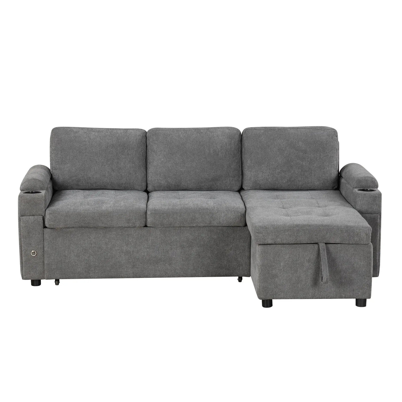 Convertible L Shaped Sofa Couch With Storage, Cup Holders, USB Ports by Unique Piece Furniture