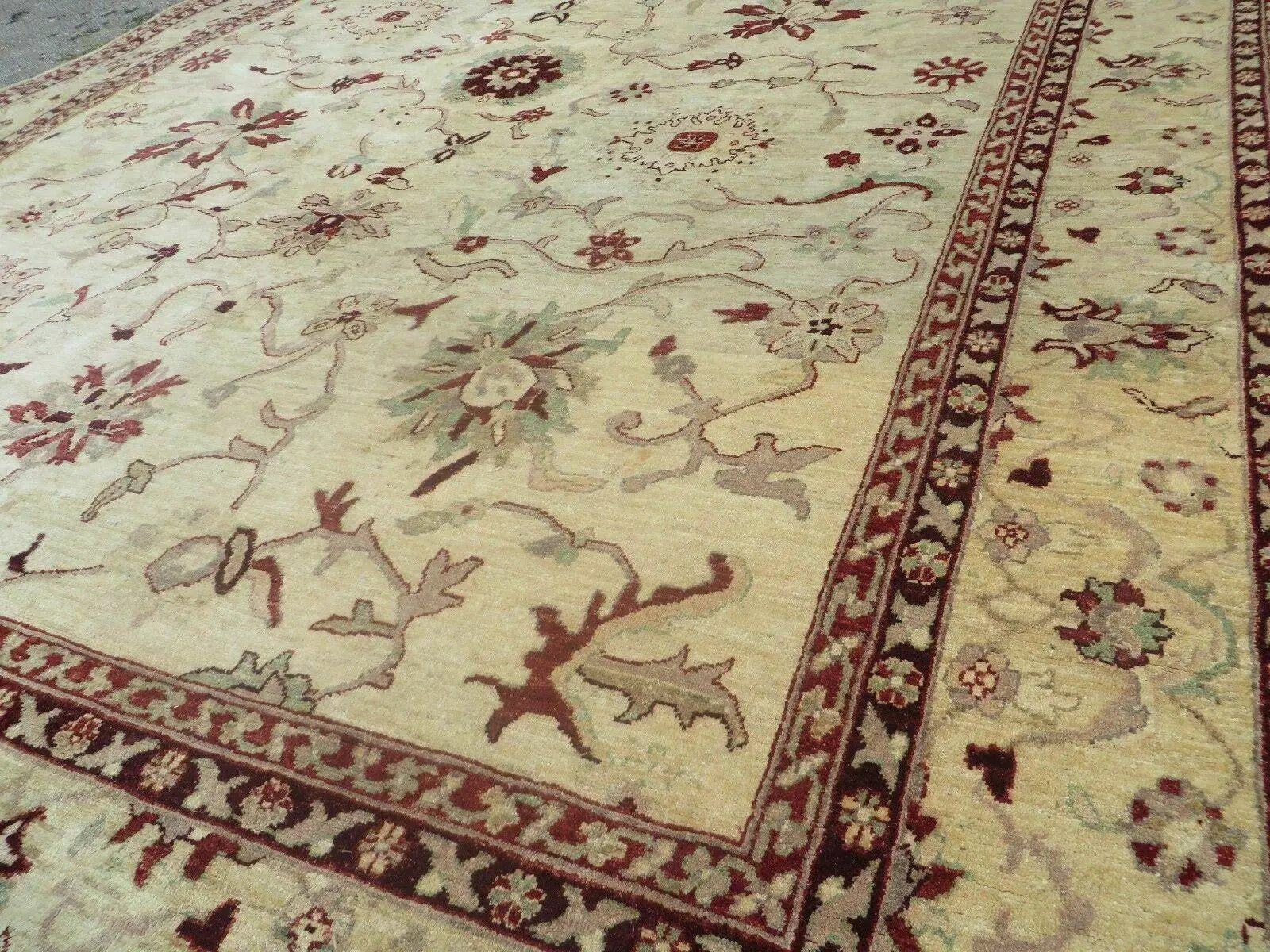 10' X 14' Vintage Hand Knotted Made Indian Agra Wool Rug Vegetable Dyes by Jewel Rugs