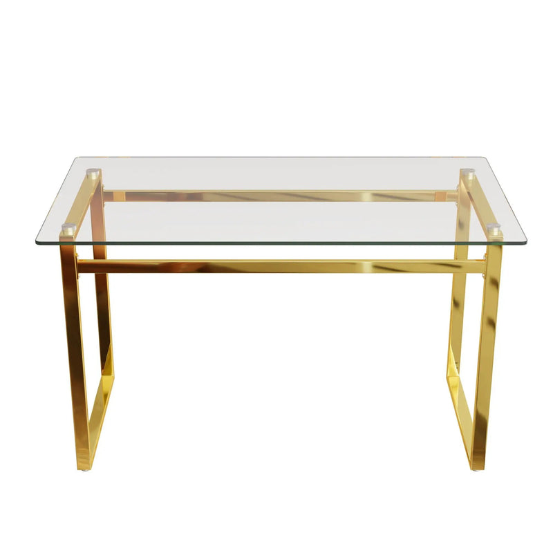 Modern Minimalist Rectangular Dining Table With Tempered Glass Top by HouseOfZazla