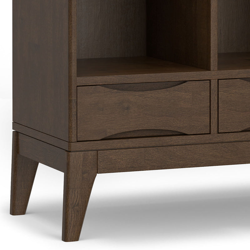Harper - Low 6 Cube Storage With Drawers - Walnut Brown by HouseOfZazla