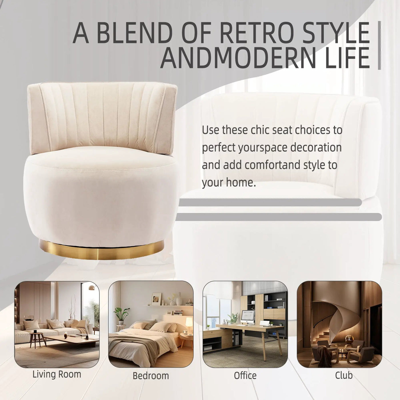 360 Degree Swivel Cuddle Barrel Accent Sofa Chair by Unique Piece Furniture