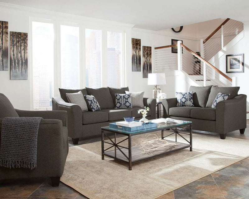 Salizar 3-piece Upholstered Flared Arm Sofa Set Grey by Unique Piece Furniture